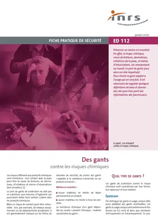 Des gants contre les risques chimiques