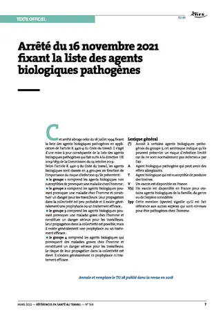 Agents biologiques groupe 2, 3 et 4 - INRS