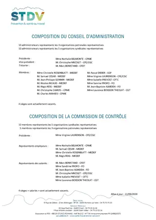 Composition du CA et de la Commission de Contrôle