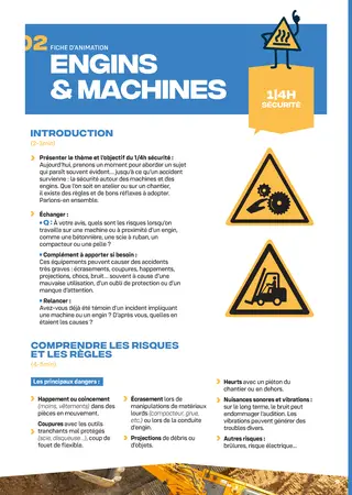 Fiche animation 1/4h sécurité - engins et machines