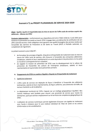 Avenant au projet de service 2024-2029 #1