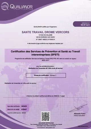 Certification SPEC 2217 - niveau 1