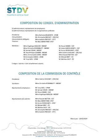 Composition du CA et de la Commission de Contrôle