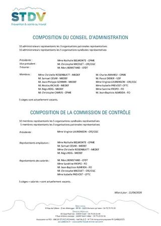 Composition du CA et de la Commission de Contrôle